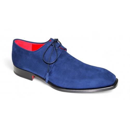 Emilio Franco "Gabriele" Navy Genuine Italian Suede Leather Lace-Up Dress Shoes.